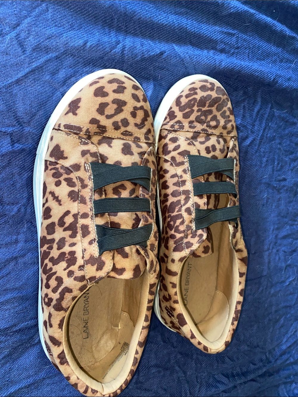 Lane Bryant Leopard-Print Slip-On Sneakers in Tan and Dark Brown